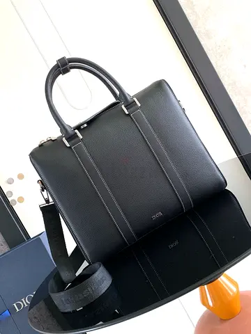Dior Lingot Briefcase in Black Grained Calfskin