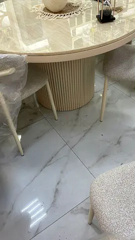 Elegant Round marble Dining Table with six Chairs