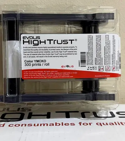 Evolis High Trust YMCKO Color Ribbon | 300 Prints | Original Genuine