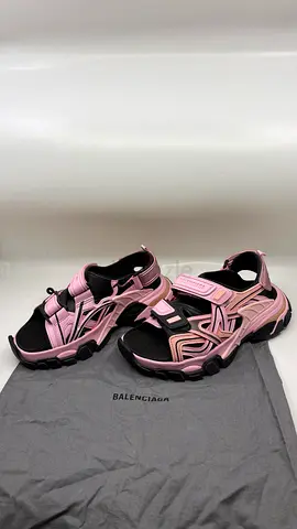 Balenciaga Pink/Black Rubber and Faux Leather Track Sandals - Size 37