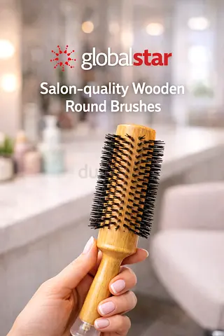 Globalstar Salon-Quality Wooden Round Brush