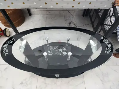 Sleek Black Coffee Table with Glass Top