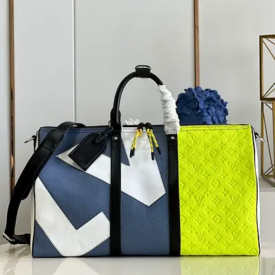 Louis vuitton  Keepall 50B In Colorblock Combinated Taurillon Leather And Monogram Embossed Leather