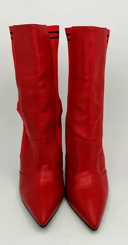 Fendi red leather and knit fabric rockoko boots