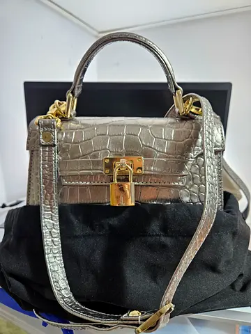 Authentic Maya.M Silver Crocodile Pattern Handbag