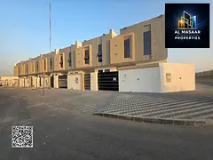 Luxury townhouse for sale in Al Helio 1, Ajman. 4 master bedrooms, majlis and living room. Freehold