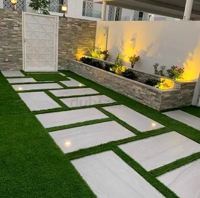 Elegant Outdoor Stone Pavers with Green Grass