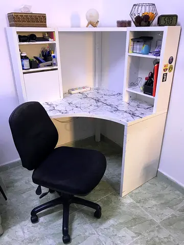 Modern Corner Desk with Rolling Chair