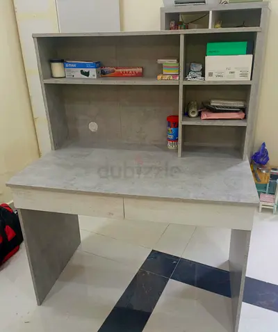 Sturdy and Modern Study Table with Shelves