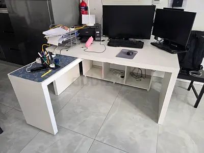 Computer table shape L white ikea