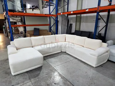 home centre U-shaped luxury sofa six seater beige