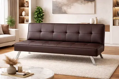 Brown Sofa Cum Bed – Faux Leather 3 Seater Sofa Bed For Dubai Homes