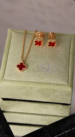 Elegant Red Necklace and Earring Set