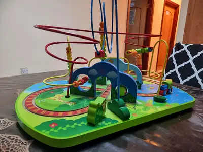 Wooden Roller Coaster Playset with Beads