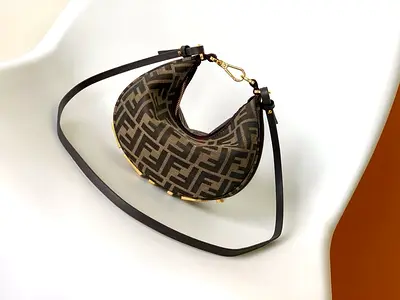 Fendi Fendigraphy Mini Bag in Brown FF Jacquard Fabric