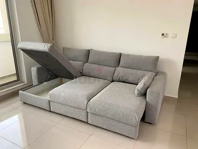 Light grey Ikea eskilstuna L shape sofa bed