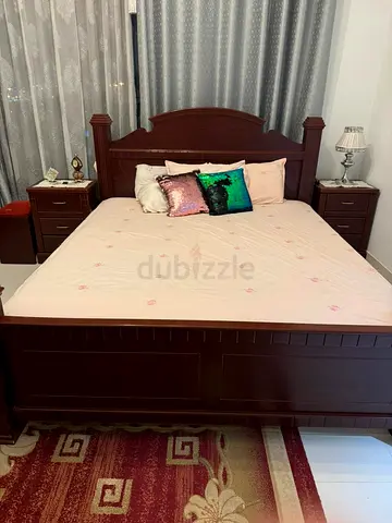 Elegant Wooden Bed with Nightstands