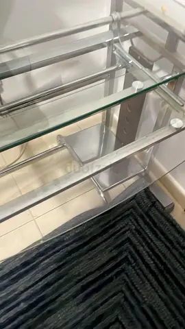 Stylish Glass Top Desk with Metal Frame computer table