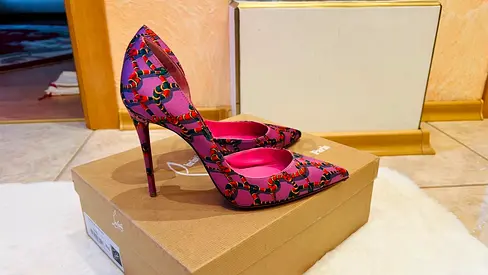 Christian Louboutin Iriza 100 Satin Pink Chain