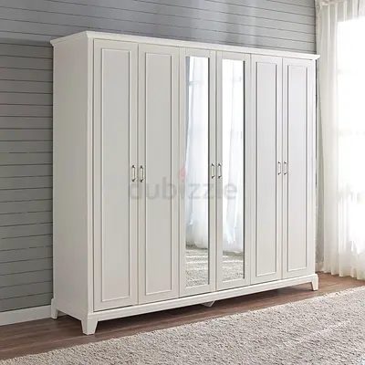 Elegant White Wardrobe with Mirrors