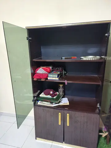 Spacious Wooden Cabinet with Glass Doors