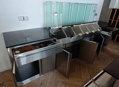 Food Grade Stainless Steel Coffee Beans and Nuts Display Island 6 GN with SS cabinet