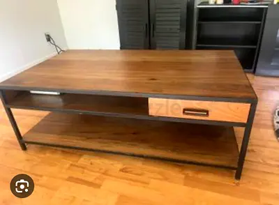 Crate and Barrel Stylish Industrial Coffee Table with Storage