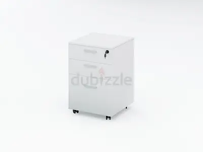 Compact and Versatile White Mobile Filing Cabinet