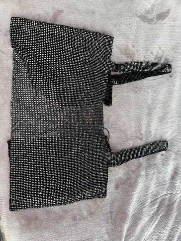 Crystal metallic embellished Crop Top