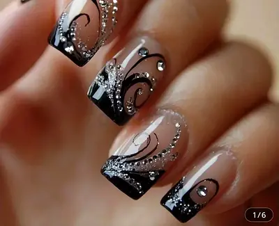 Elegant Black and Silver Nail Art