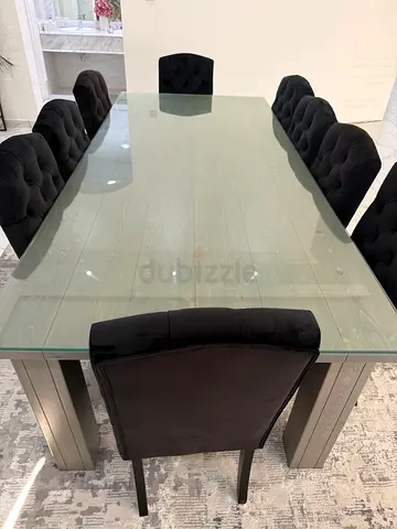 Modern/ classic wood Dining Table with Black Chairs