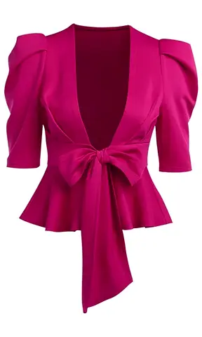 Stylish Hot Pink Puff Sleeve Top