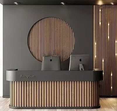 Minimalist Industrial Fluted Reception Desk