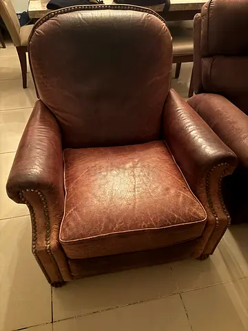 Genuine Leather Armchair BARCALOUNGER with Unique Patina