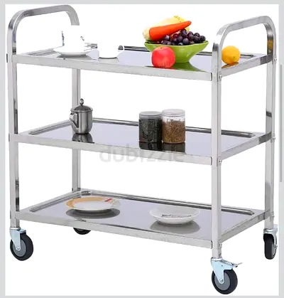 Stainless Steel Serving Trolley 3 shelves