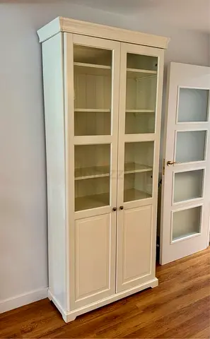 Elegant White Glass-Fronted Display Cabinet