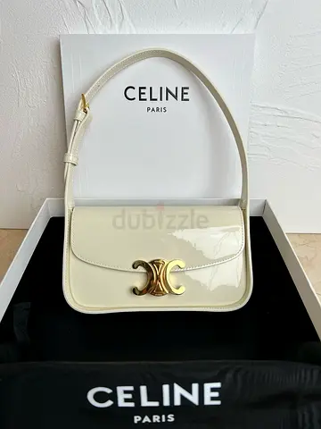 Celine Terence Shoulder Bag in White Patent Calfskin