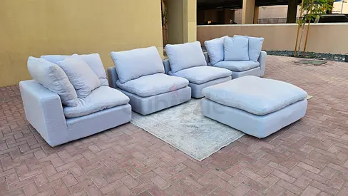Modular clouds ️ feather 🪶 filled sofa with footstool