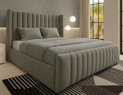 Grey Upholstered King Size Bed Frame