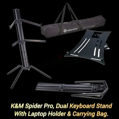 KM Spider Pro, Dual Keyboard Stand With Laptop Holder  Carrying Bag