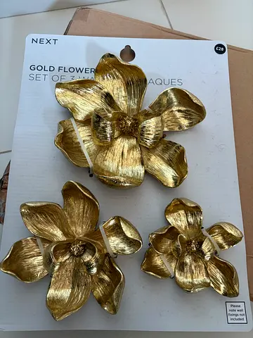 Gold Flower Wall Decor - Set of 3