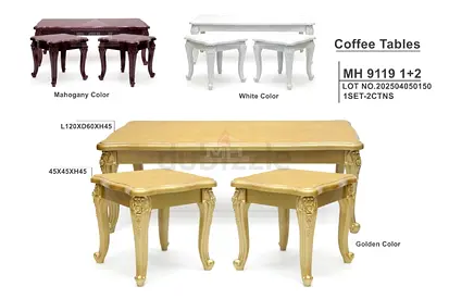 Elegant Coffee Table Set with Stools