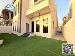 Luxury villa for rent in Ajman, Al Zahia, with super deluxe finishing 🔥🔥. The villa is in an e