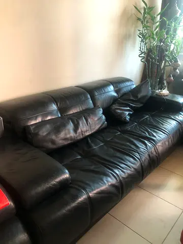 Italian Leather Sofa - 4 Seater with Adjustable Head Rest