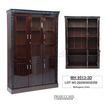 Elegant Mahogany Wardrobe with Glass Doors
