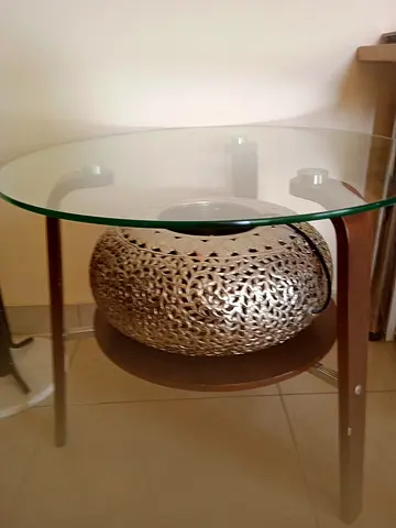 Elegant Glass Top Table with Decorative table lamp from The One company handcrafted in Ind