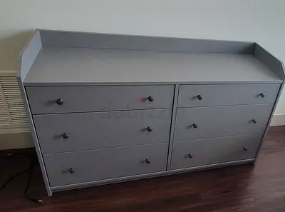Stylish Gray Dresser with Six Drawers