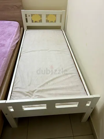 White Childrens Bed with Mattress