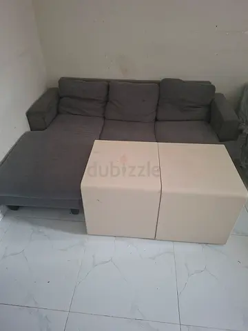 Modern Grey Sofa with Stylish Coffee Table