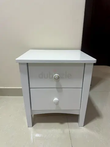 White Bedside Table with Two Drawers